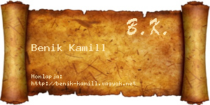 Benik Kamill névjegykártya